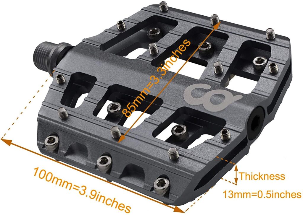 Mountain bike pedals that are wide enough for the rider’s feet will allow for grip maximization for the rider.