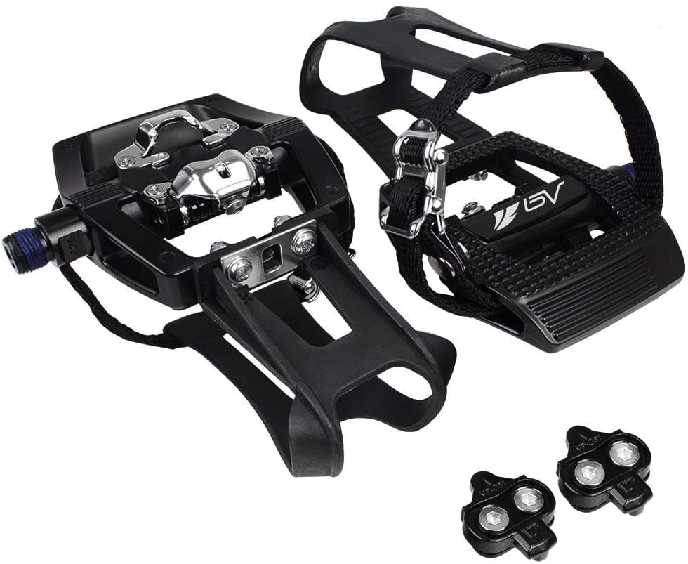 If you are deciding between toe clips and pedal straps these toe clips that are attached to clipless pedals could be a reliable way to attach your feet to your pedals.