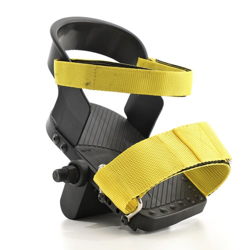 These pedal straps offer heel support for kids with an extra strap that goes around the ankle.