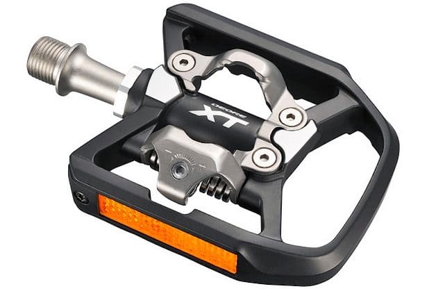 The benefits of using clipless pedals like this one include keeping your feet secured to the pedals and stops them from slipping off. 