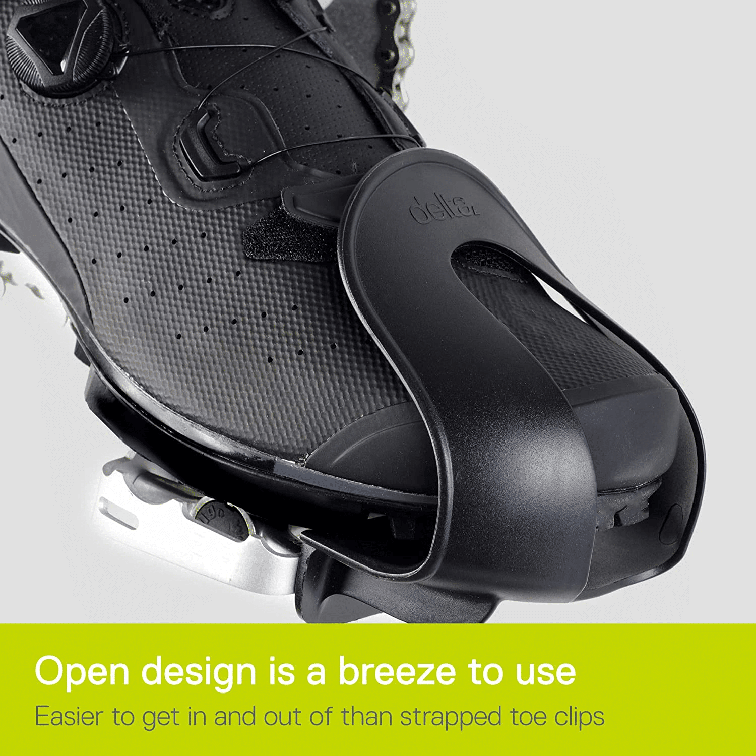 Strapless pedals like these are very easy to use and allow you to insert your feet and remove your feet safely.