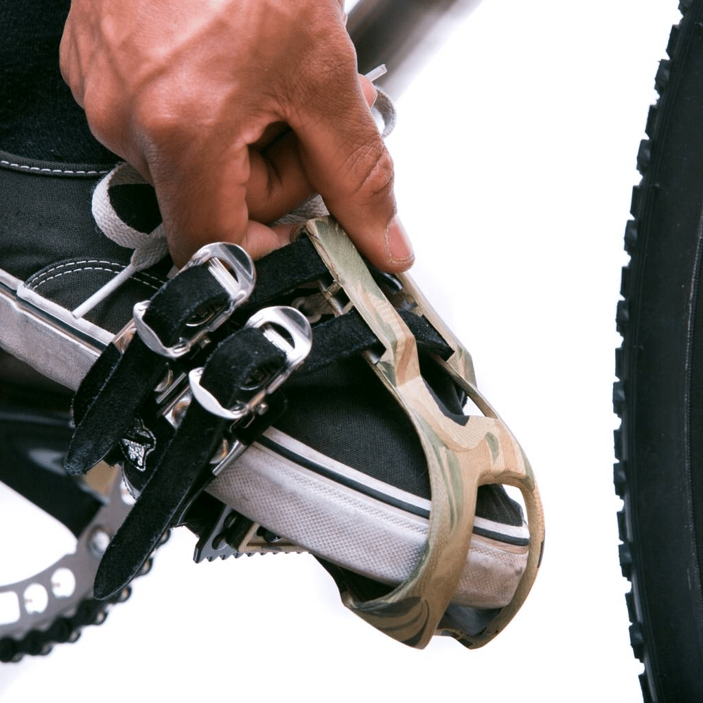 Toe clips can help you to pedal with greater force when riding your mountain bike on extreme terrain.