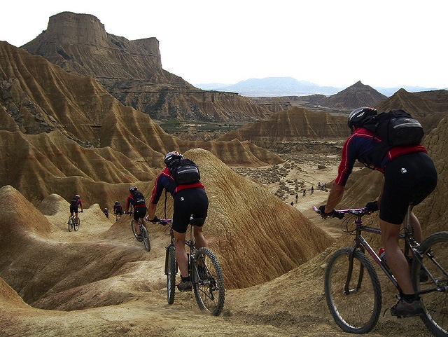 When riding downhill be sure to have less tire pressure so that your tires have better grip and so that you will not skid off the trail.