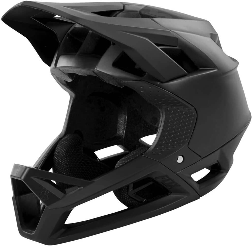 A full-face mountain bike helmet like this protects the back and sides of the head, as well as the chin area.