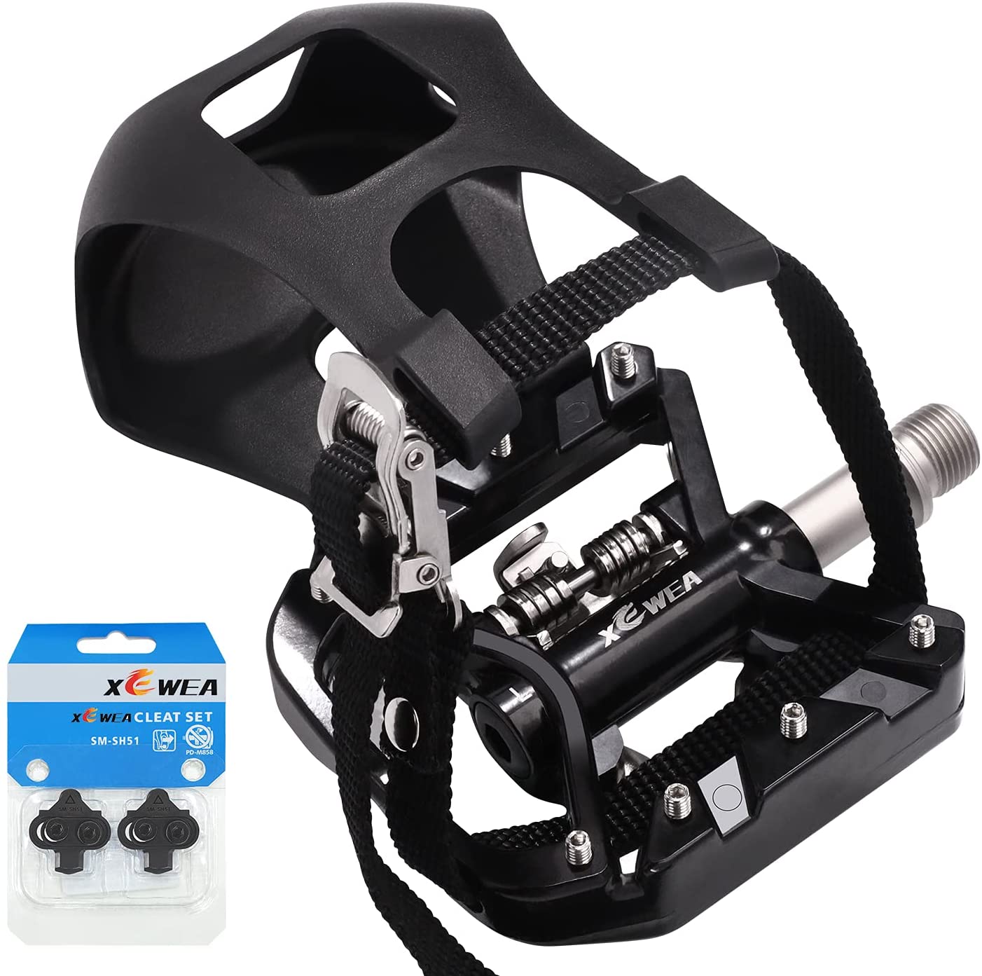 Different riders prefer different types of mountain bike pedals and a dual pedal like this allows the rider to use toe clips and clipless pedals.
