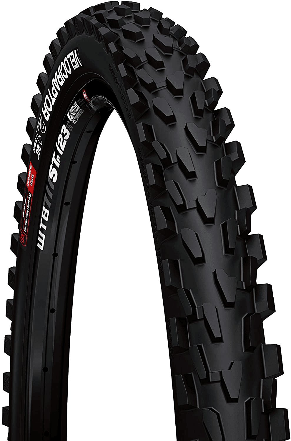 The knobs on these mountain bike tires are spread out allowing for maximized grip on rocky terrain.
