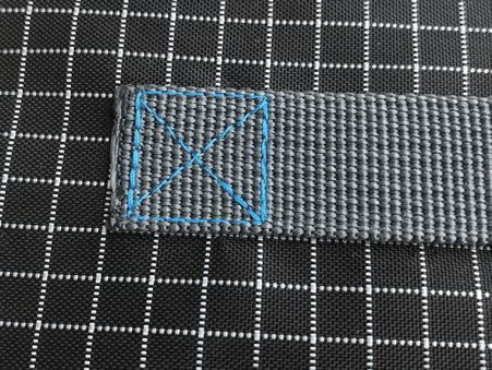 If you want to make sure that a join is sewn on securely then do a boxed X-stitch like this.