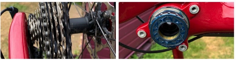 To fit an MTB chain guide first undo and detach the crankset.