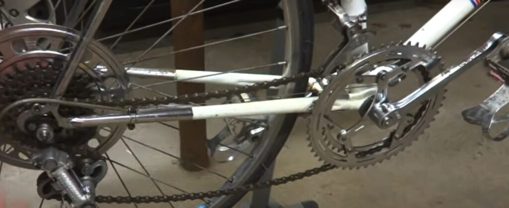 To stop a mountain bike chain hitting the frame make sure that it is the right length.