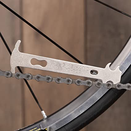 To check whether your mountain bike chain is hitting the frame due to being stretched you can use a chain wear indicator like this.