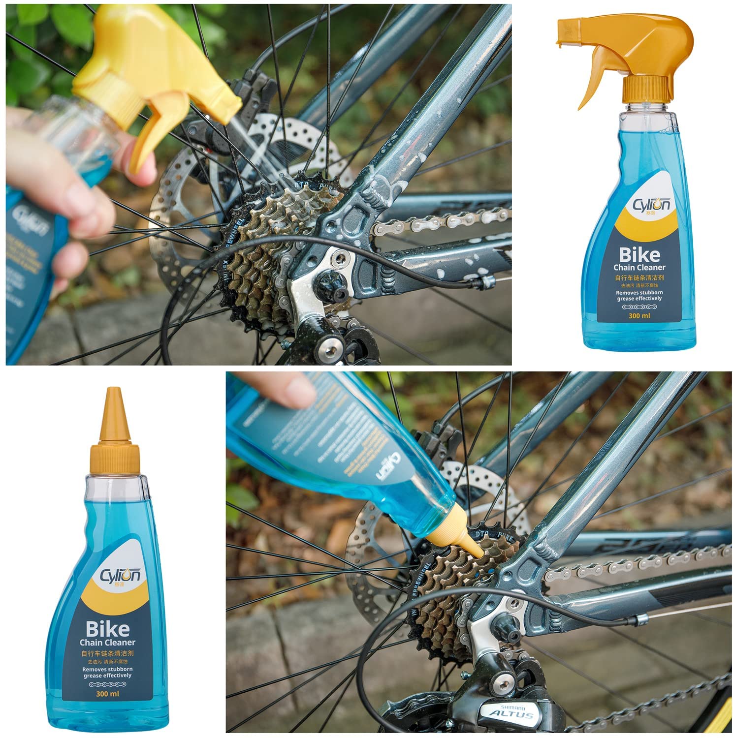Once the rear wheel has been removed clean the chainstay and the rest of the drivetrain using a bike cleaning kit like this.
