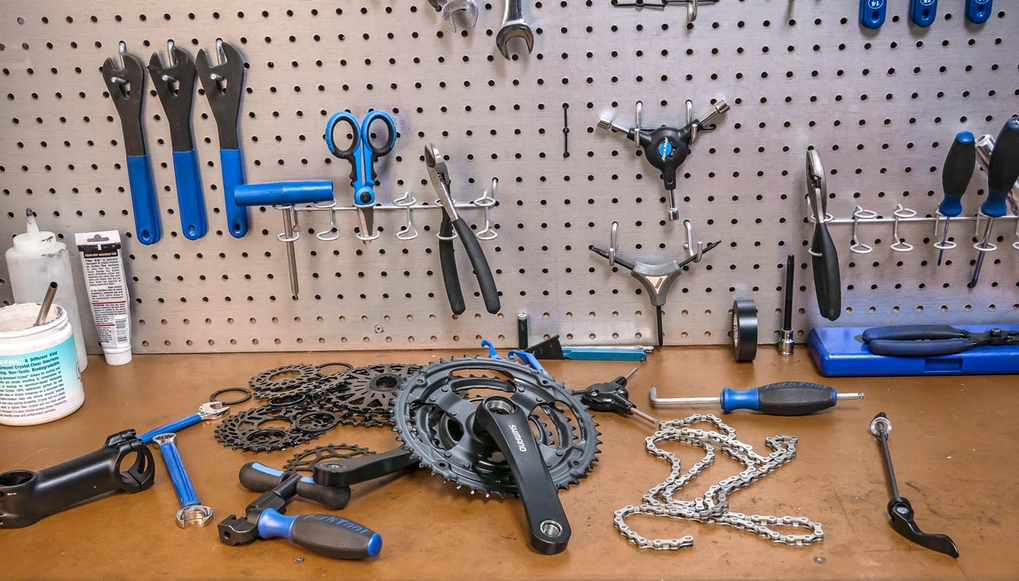 Using wall space is a handy way to sore your essential mountain bike tools rather than having them in a kit bag.