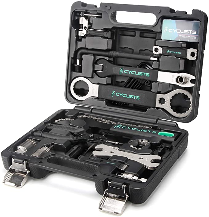 Instead of collecting the tools you need you could buy an essential mountain bike tool kit like this that has everything you need. 