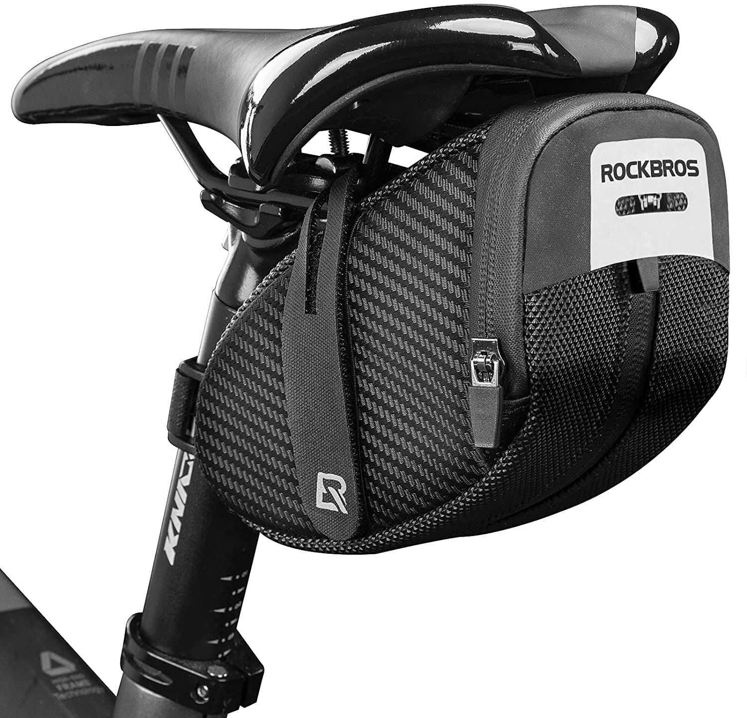 A saddlebag like this can be attached to your bike under the seat.