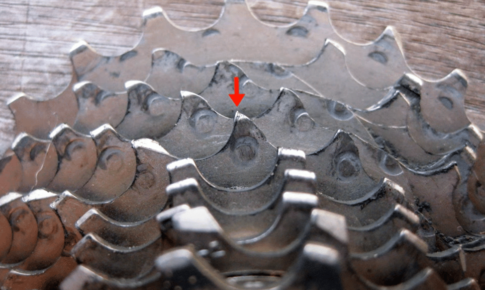 If the chain on your mountain bike is a bit stretched it could pull and bend the cog teeth to look like shark teeth, and will then need to be replaced.