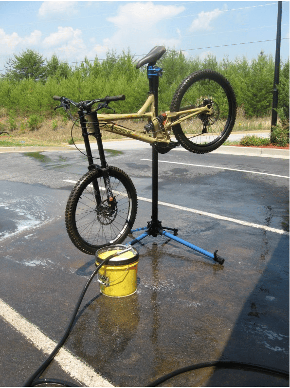 It would be a good idea to make use of a bike stand like this when performing mountain bike maintenance.