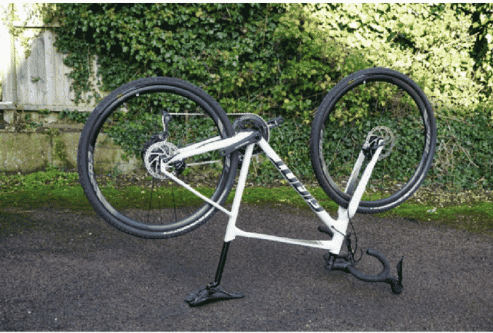 If you are working without a bike stand when doing mountain bike chain maintenance, just flip your bike over and let it balance on the seat and handlebar.