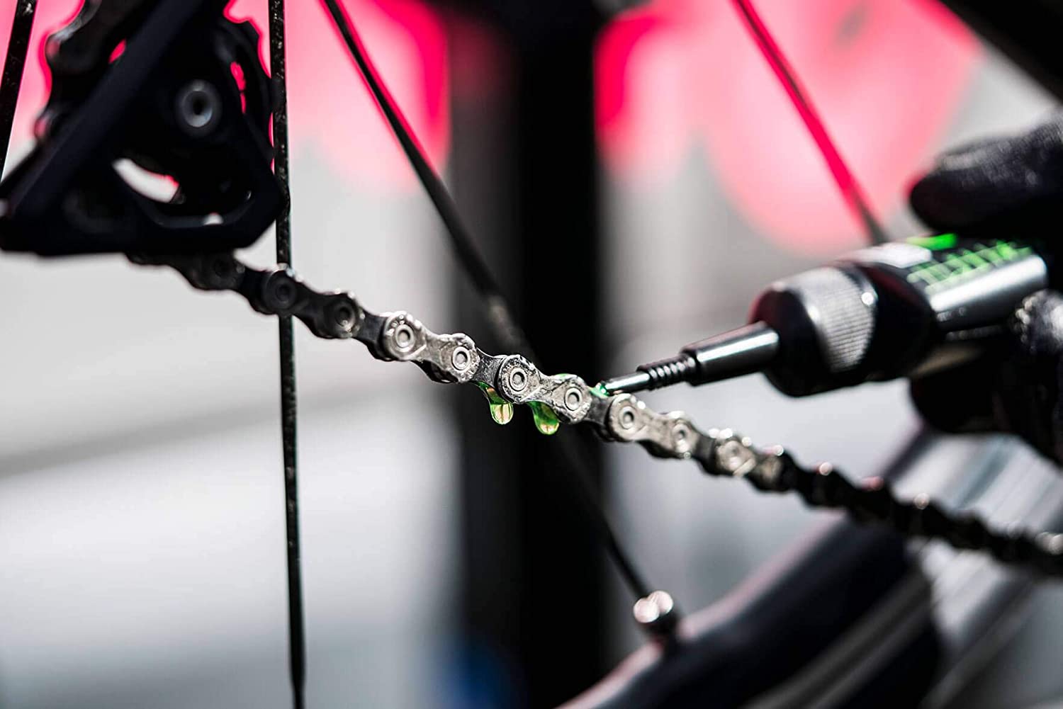Only apply chain lube to the moving parts to increase the drivetrain’s performance.