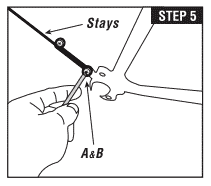 A V-stay kit has interchangeable brackets and holes to fit various frames.