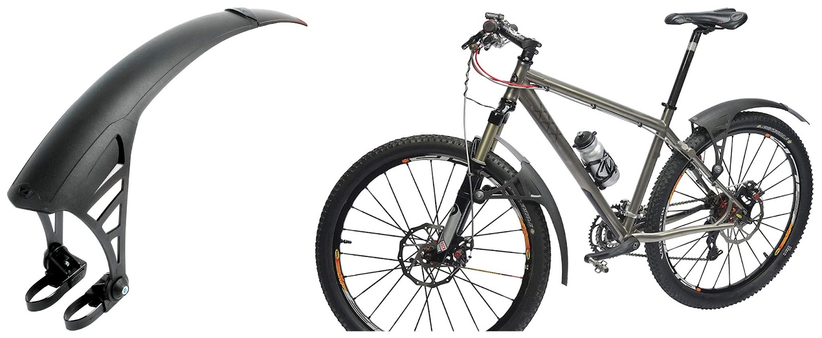 Mountain bike-style mudguards can be installed onto any tire size and onto any type of MTB frame. 