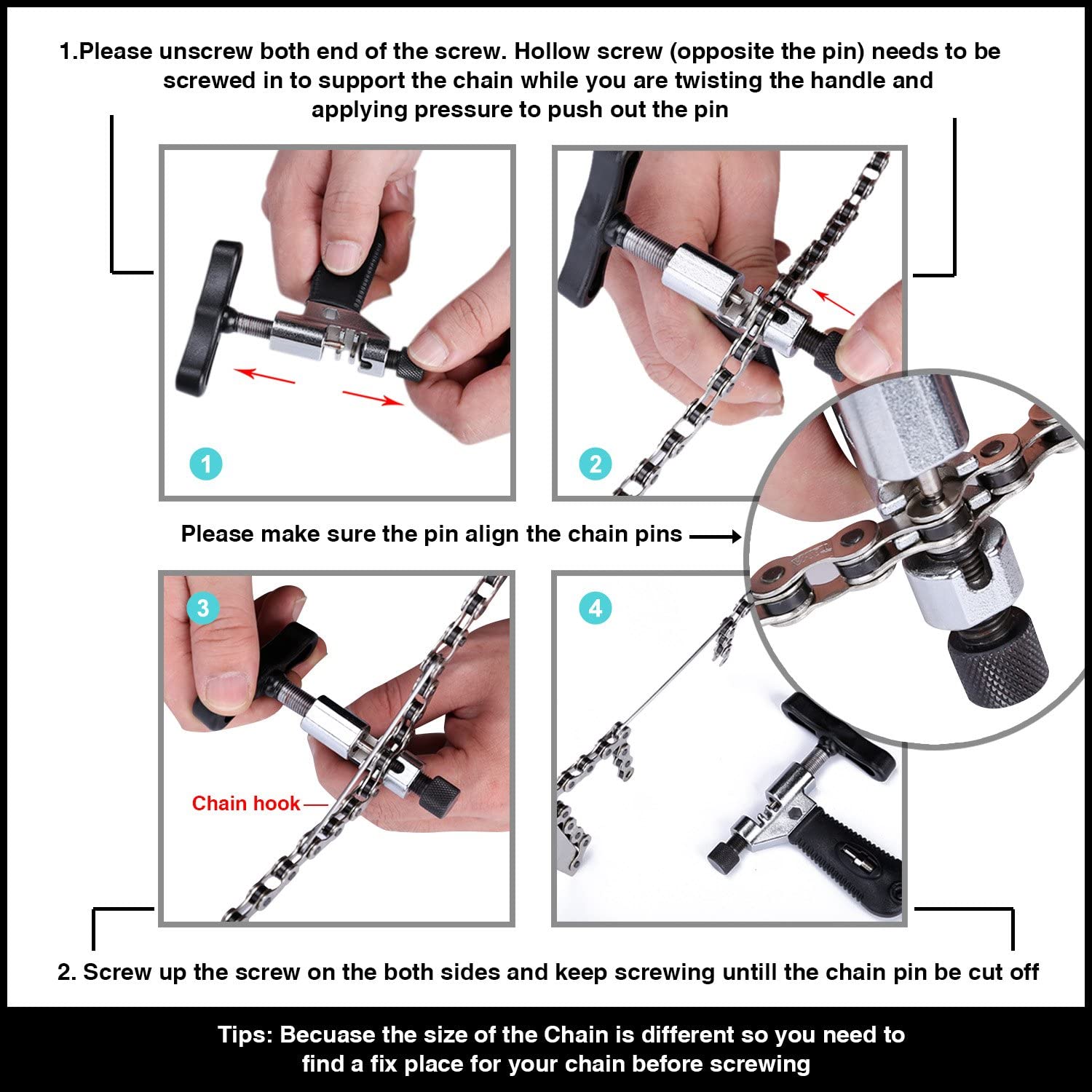 Depending on the type and brand of your chain, a chain tool may be necessary to undo the old chain and then connect the new one.