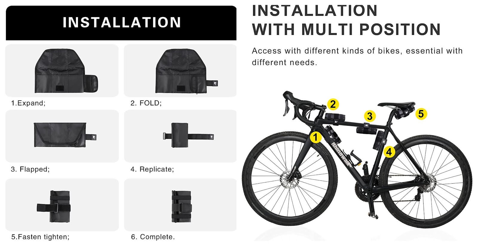 A tube roll is a handy mountain bike tool bag idea because it can be attached to any part of your mountain bike.