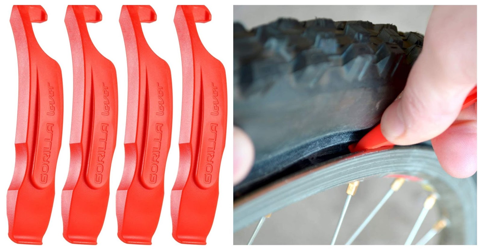 An essential tool for any mountain bike repair kit would be a tire lever which makes changing a tire much easier.