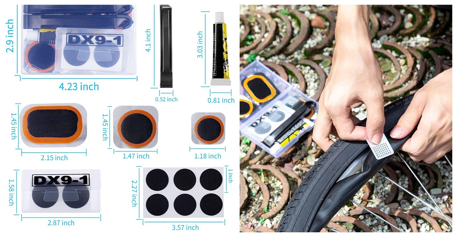 Patch kits like these should be kept on hand for repairing tires while you are out riding.
