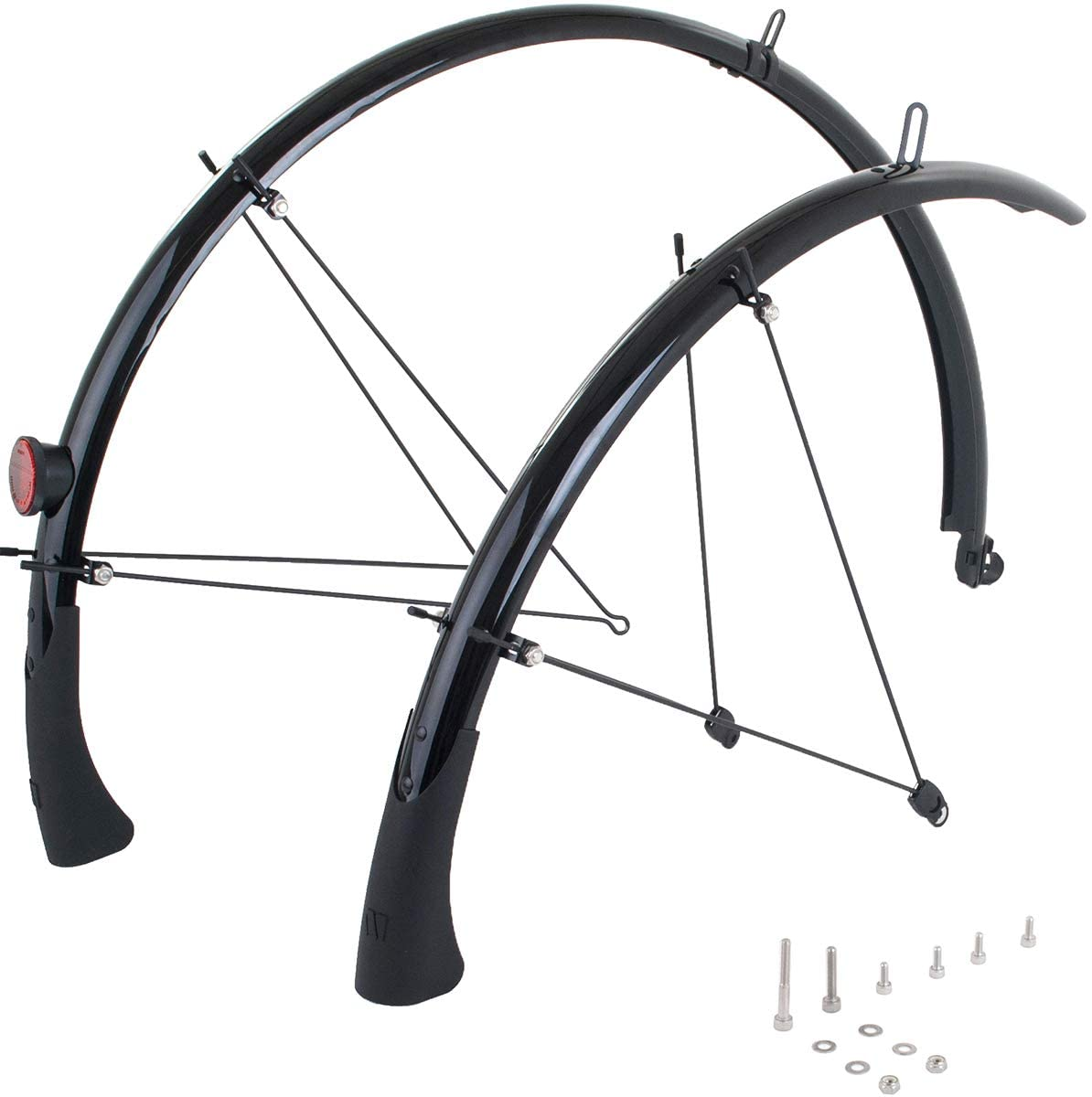 Full-length mudguards like these offer maximum protection and protect neighboring riders from mud spray. 