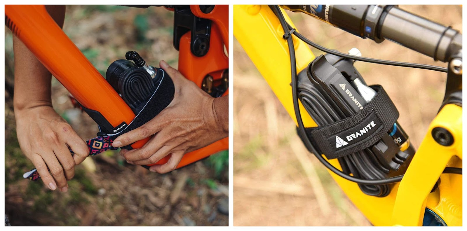 Another handy way to take your tools on your ride is to secure them to your bike's frame using straps like this.