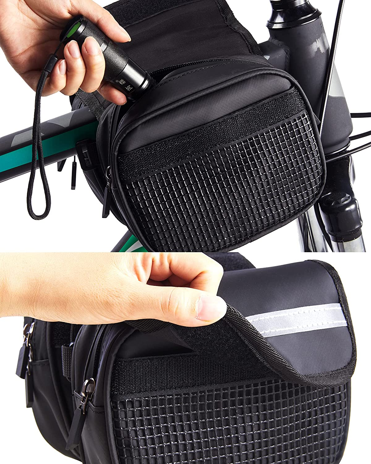 A front frame bag like this is a great way to keep your mountain bike tools safely locked away.
