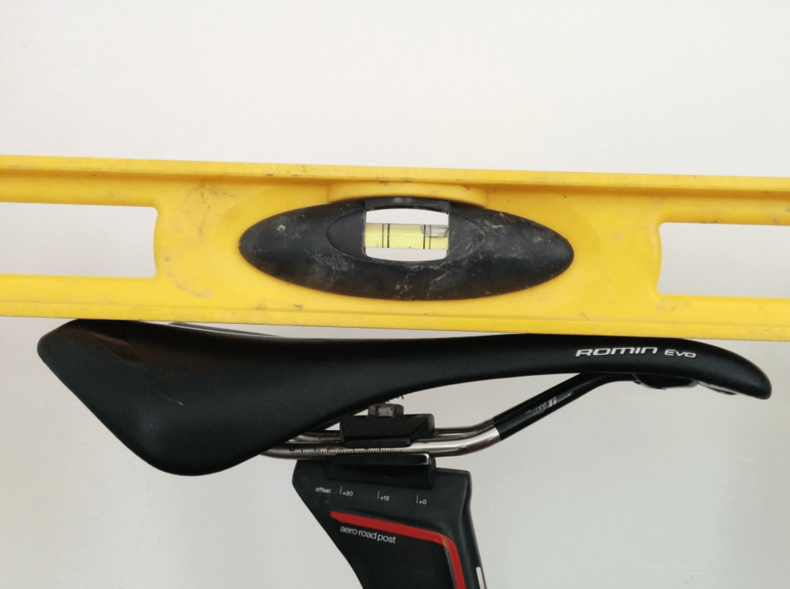 Use a level to check whether the mountain bike seat angle needs to be adjusted.