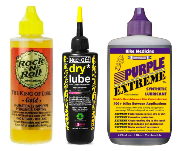 The lubricants that performed the best in a comparative experiment were these three popular chain lubricants.