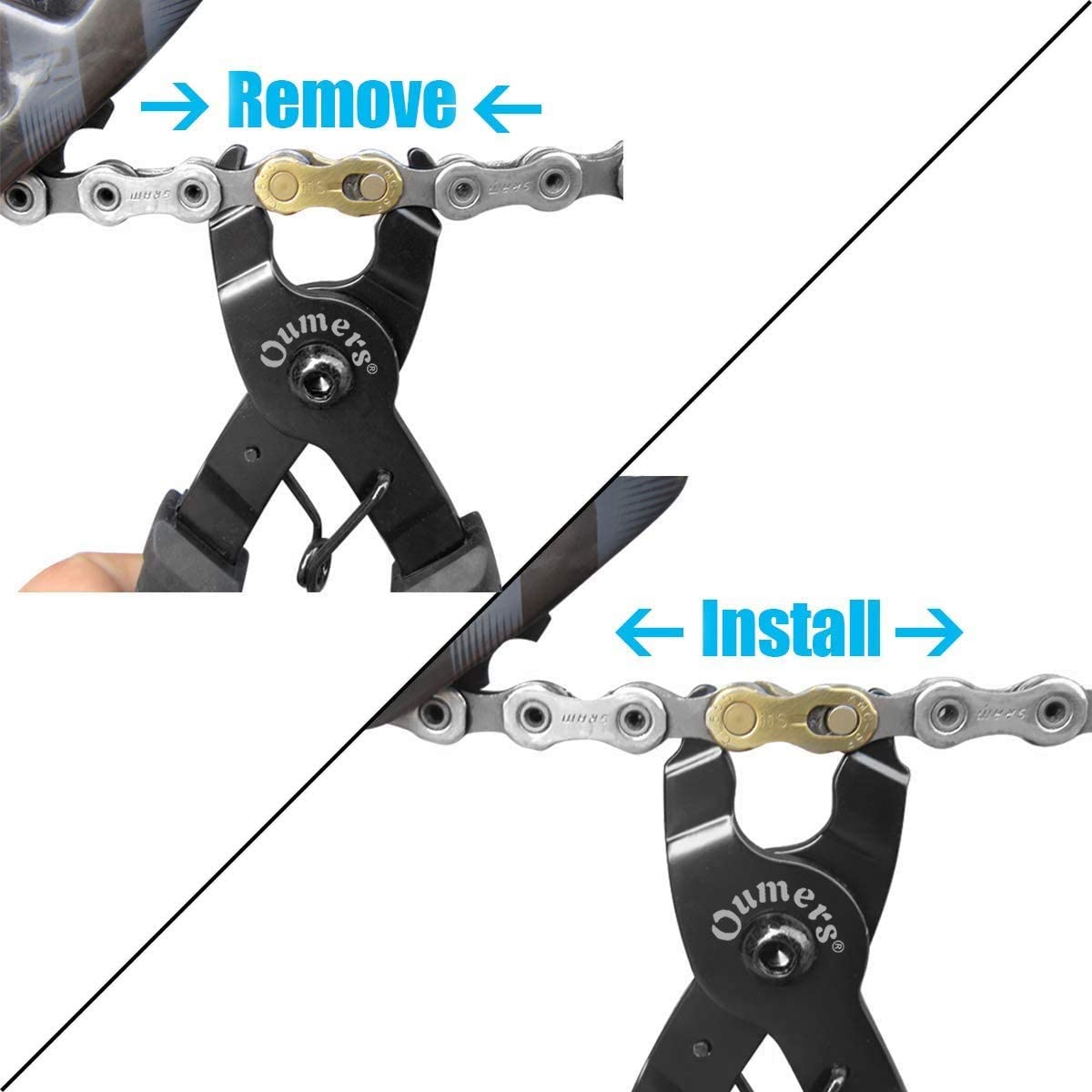 If you cannot disengage the quick link by hand use master link pliers to undo it.