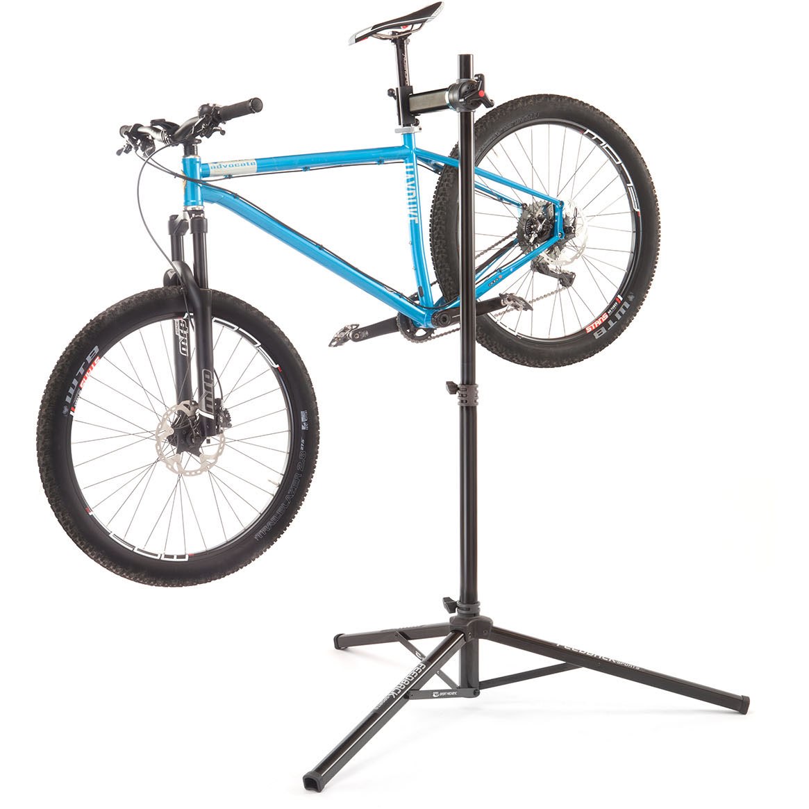 Secure your mountain bike on a bike stand like this for any kind of maintenance including replacing the chain.