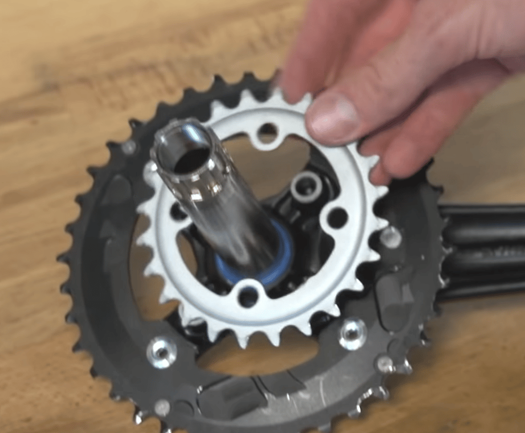 When installing the chainring make sure that the branding faces outwards.