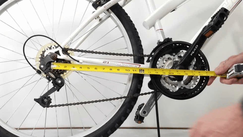 To make sure that your chain length is correct with the correct number of links measure the length of the chainstay on your mountain bike.