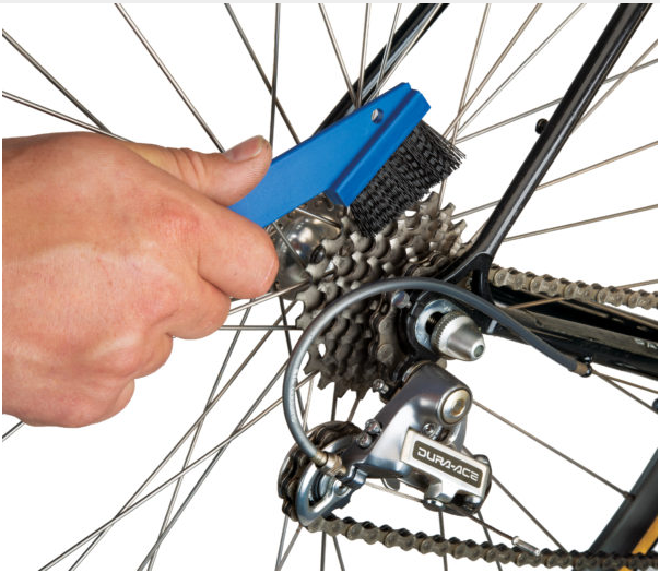 Use a brush to scrub all the drivetrain components so that everything is kept nice and clean and to avoid having to replace your mountain bike chain or other components.
