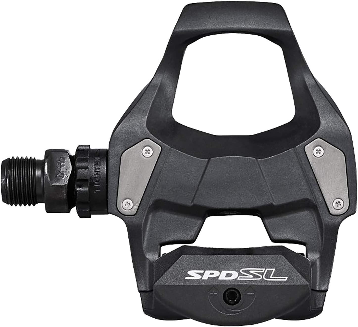 Shimano SPD-SL cleats have a larger platform and are preferred for road cycling.  