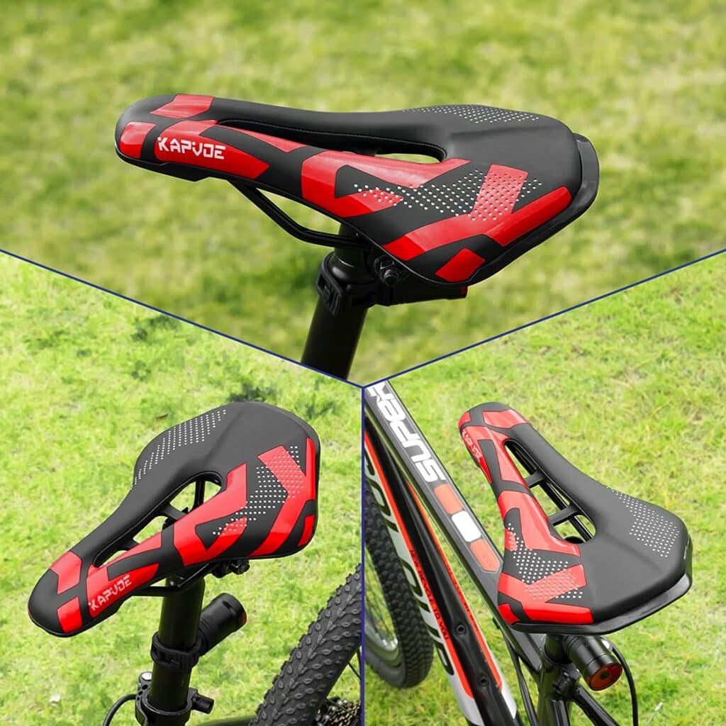 Mountain bike saddles have some cushioning for added comfort while cycling.
